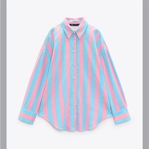 Zara striped oversize linen blend shirt 👚
